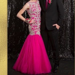 Size 0 Jovani Hot Pink Mermaid Gown
